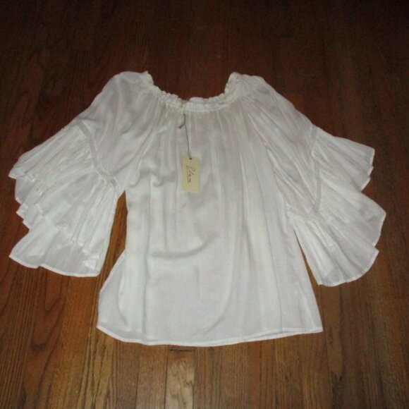 ELAN WhitWide Sleeve Pullover Blouse OS NWT - Picture 3 of 10